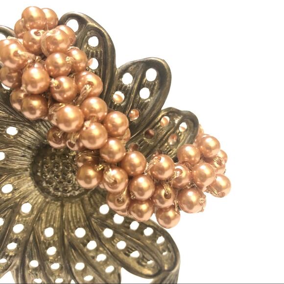 Faux Pearl Hair Scrunchie Tie Accessory Stretchy New Tan Neutral - Picture 1 of 3